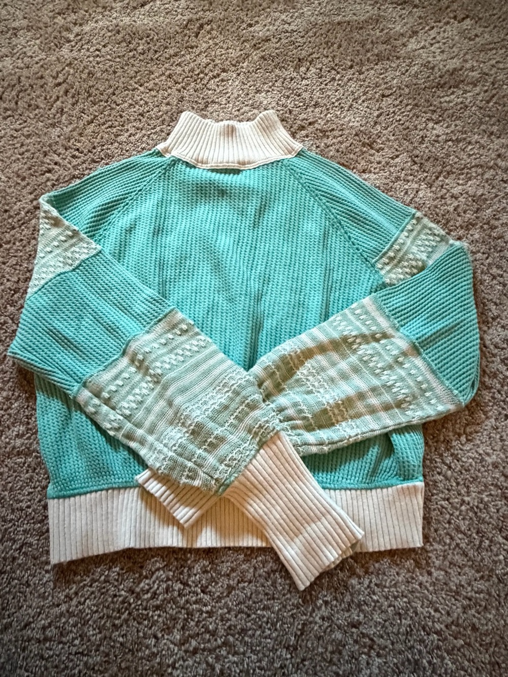 We The Free Cream and Mint Turtleneck Sweater
